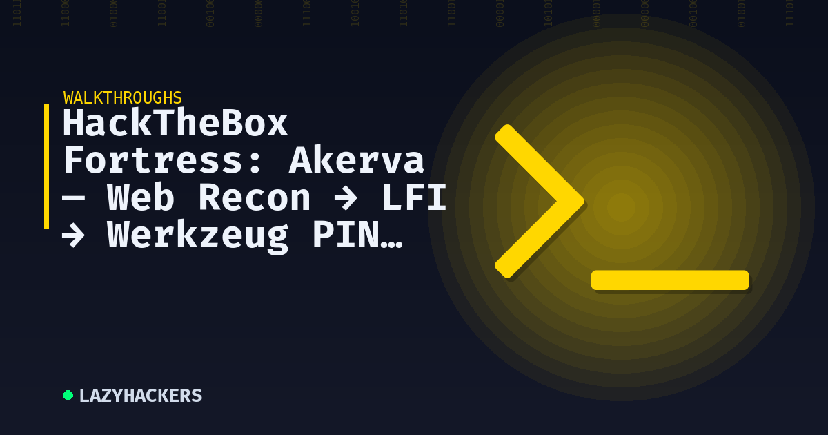 HackTheBox Fortress: Akerva — Web Recon → LFI → Werkzeug PIN Bypass → PwnKit