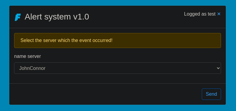 After SMTP config — pick a "name server" (JohnConnor) from the default dropdown