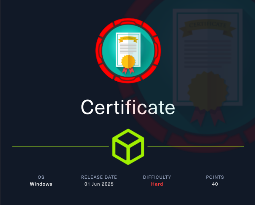 Certificate HTB Writeup | HacktheBox | Season 8